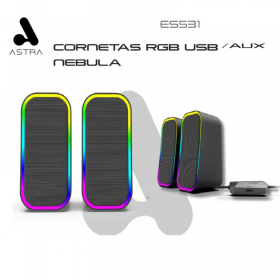 ASTRA CORNETAS NEBULA RGB  USB AUX 3.5  3 W X 2 ESTEREO NEGRO - Electronica.com.ve