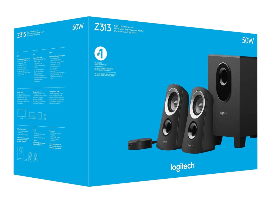 LOGITECH CORNETA Z-313 SPEAKER 2.1 - PC Connection