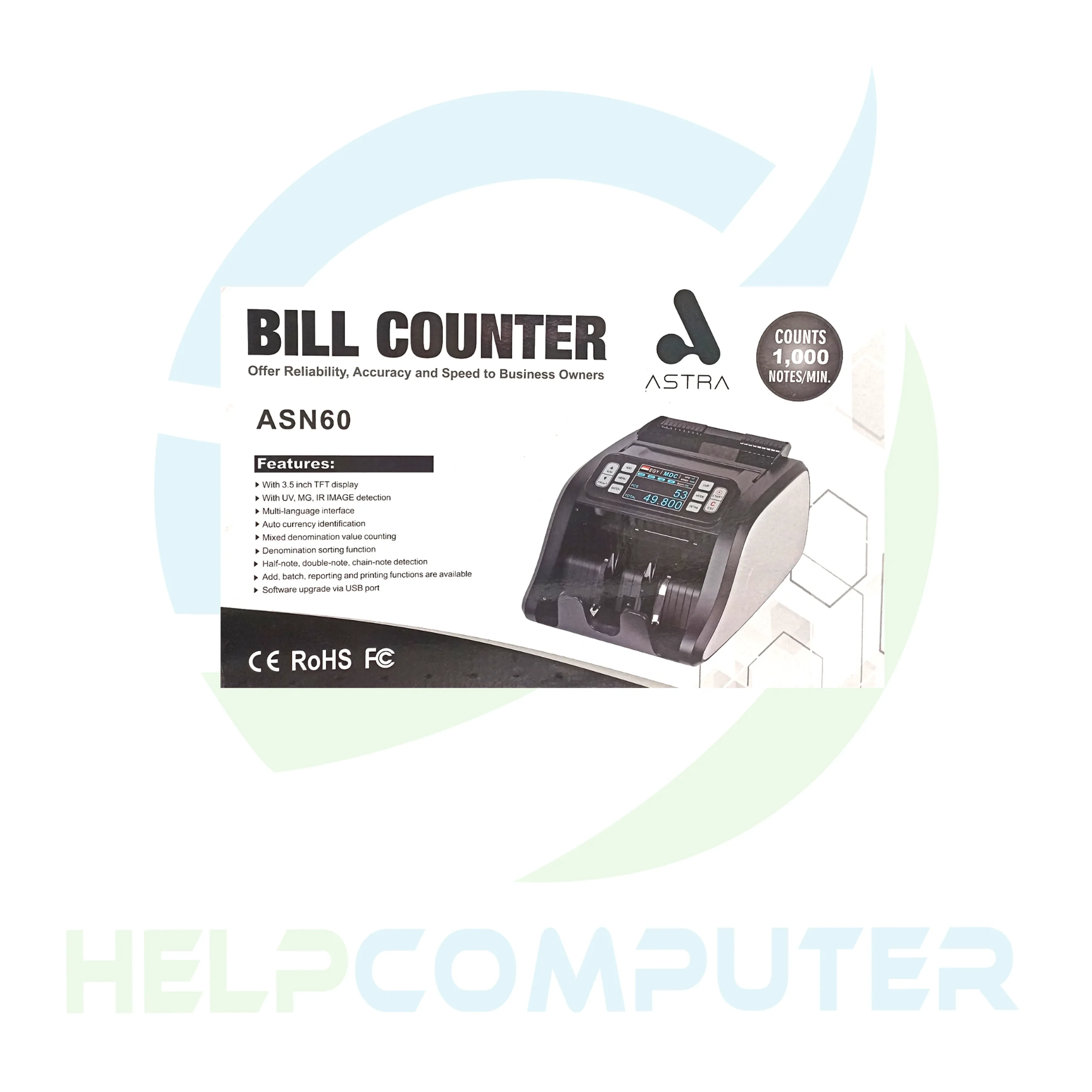 ASTRA CONTADORA Y DETECTORA DE BILLETES CIS AUTOMÁTICA UV/MG/IR DENOMINACIONES M - Help Computer