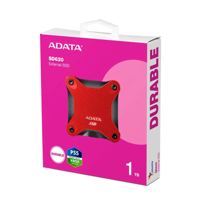 ADATA DISCO DURO DE ESTADO SOLIDO EXTERNO SD620 1TB USB 3.2 GEN2 550 MB/s RED - Diten.mx