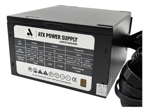 ASTRA FUENTE DE PODER 750W 80PLUS BRONZE CERTIFICADA ATX CON FAN NEGRO - Mercado Libre - Mercado Libre Venezuela