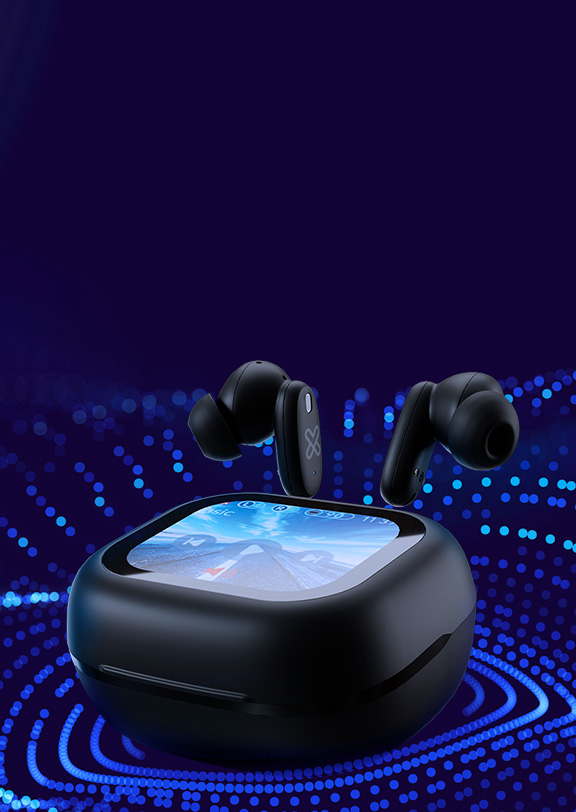KLIPXTREME AUDIFONOS DYNA BUDS CON PANTALLA TACTIL INTELIGENTE TWS ANC MICROFONO ENC  USB NEGRO (KTE-800BK) - Klip Xtreme