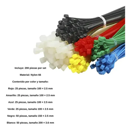 TIRRAP BRIDAS SUJETA CABLES 200U 10 A 20CMS COLORES EMTOP - Mercado Libre - Mercado Libre Venezuela
