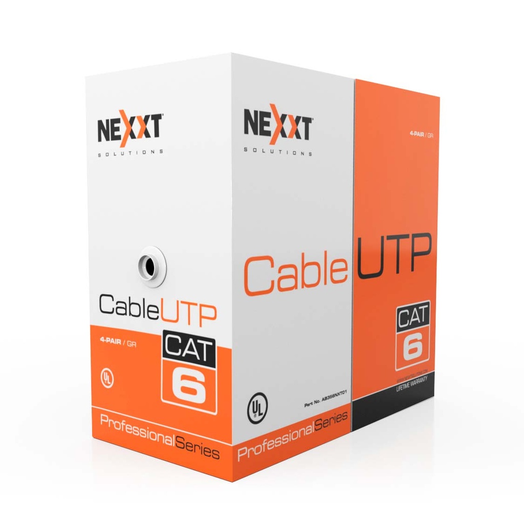 NEXXT BOBINA DE CABLE UTP CAT.6 4 PARES 23AWG 305M GRIS 100% COBRE - GS-COM
