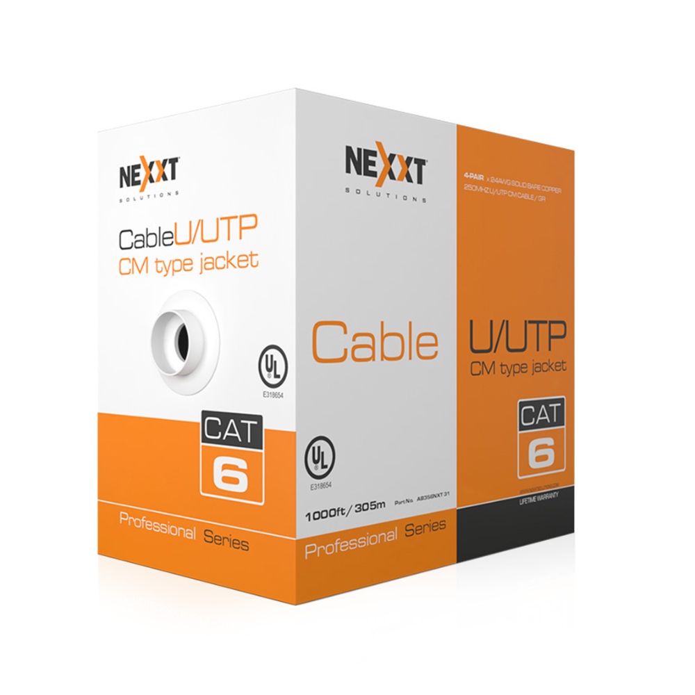 NEXXT BOBINA DE CABLE UTP CAT.6 PARA VELOCIDADES GIGA 4 PARES 24AWG CM 305M/1000 - Convermatix