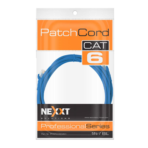 NEXXT PATCH CORD  UTP CAT.6 MULTIFILAR 24AWG 1FT CM AZUL (PCGPCC6CM01BL) - Lenier