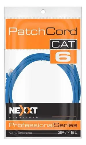 NEXXT PATCH CORD UTP CAT.6  4 PARES 24AWG MULTIFILAR CM  3FT AZUL(AB361NXT02) - www.cheungscenter.com