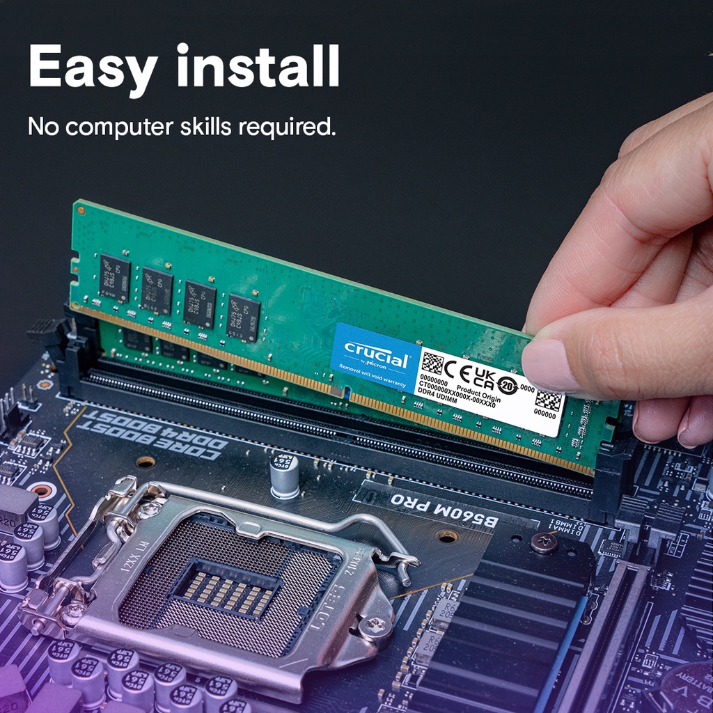 CRUCIAL MEMORIA RAM  8GB/ DDR4/ 3200MHZ/ UDIMM PARA PC (EMPAQUE RETAIL) - Crucial