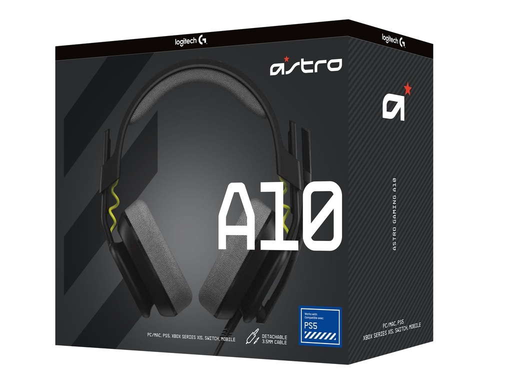 LOGITECH AUDIFONOS ASTRO A10 GAMING ALAMBRICO PARA XBOX PLAYSTATION SWITCH PC/ MAC CON MICROFONO NEGRO - PC Connection
