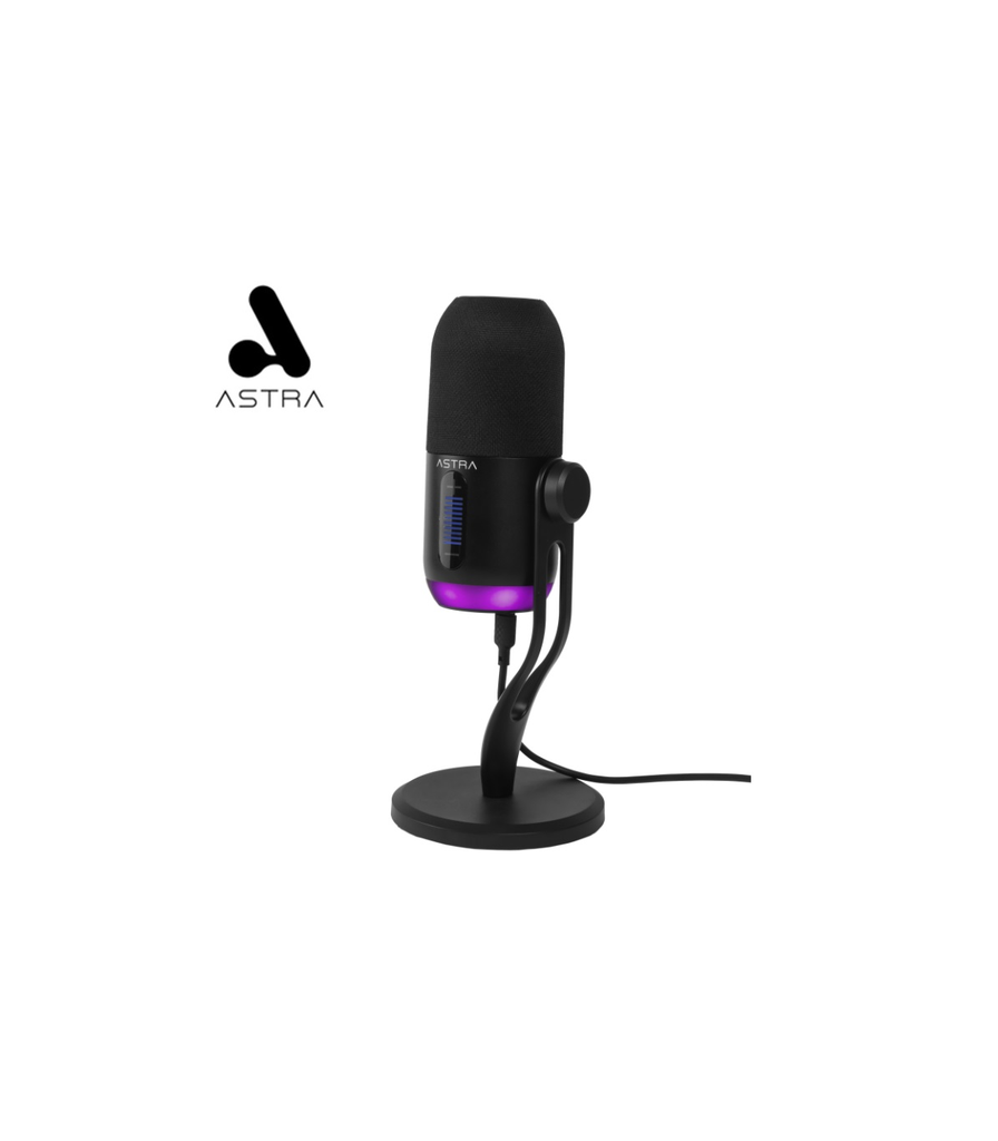 ASTRA MICROFONO AURA RGB CONEXIÓN XLR USB C NEGRO REDUCCION DE RUIDO - Electronica.com.ve