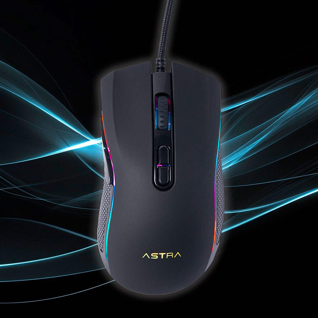 ASTRA MOUSE GAMING RGB ALAMBRICO USB 9 BOTONES DPI 12800 NEGRO - Astratechve