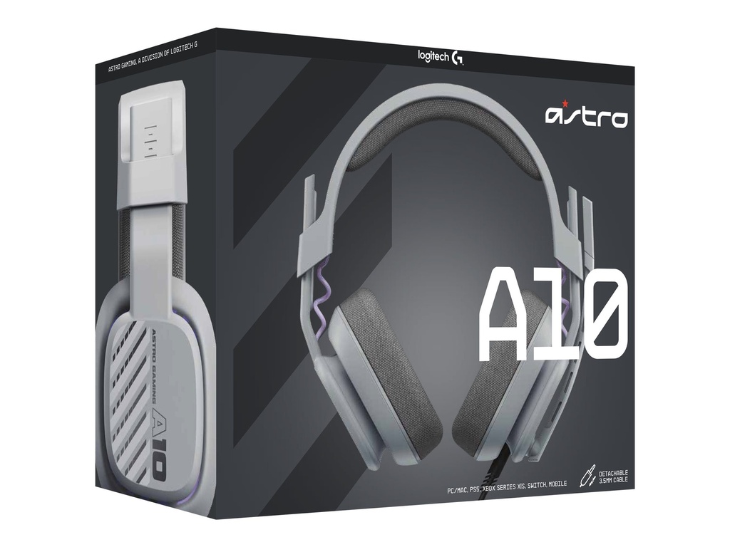 LOGITECH AUDIFONOS GAMING ALAMBRICOS ASTRO A10 GEN2 CON MICRÓFONO GRIS - PC Connection