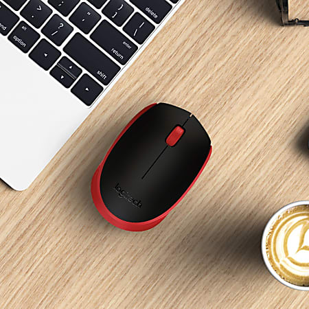 LOGITECH MOUSE INALAMBRICO M170 3  BOTONES ROJO Y NEGRO (910-004941) - Office Depot