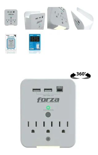 FORZA PROTECTOR CONTRA SOBRETENSIONES DE PARED 110V 3 SALIDAS FWT-331USBC (FWT-3 - Mercado Libre - Mercado Libre Venezuela