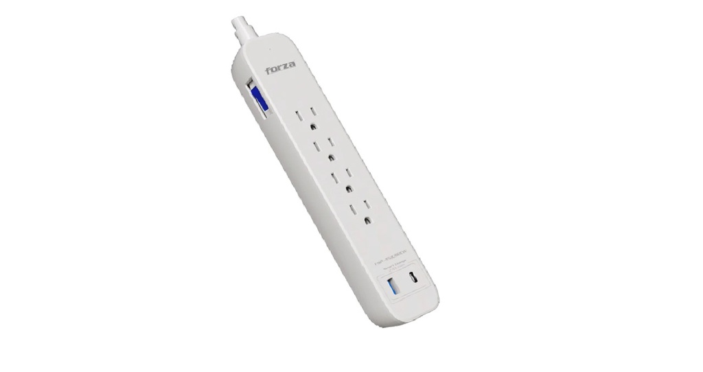 FORZA REGLETA 1625W 4 TOMAS 110V/220V  + 1 TOMA USB-A + 1 TOMA USB C BLANCA (FSP - Cartimex