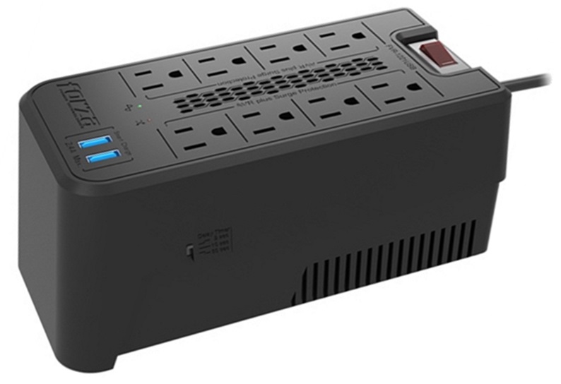 FORZA REGULADOR AUTOMATICO DE VOLTAJE 600VATIOS 1200 VA 8 TOMAS  2 USB (FVR-1221 - DIGITAL TECNOLOGY SAS