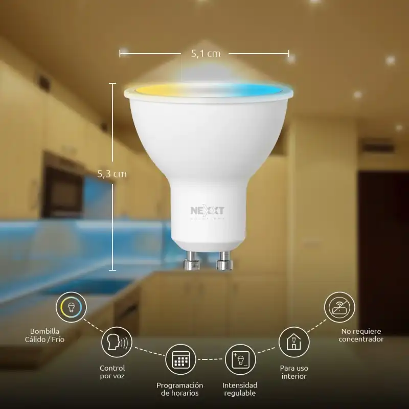 NEXXT BOMBILLO LED INTELIGENTE 110V MR16 WIFI  REGULABLE BLANCO (NHB-W310) - Pc Actual