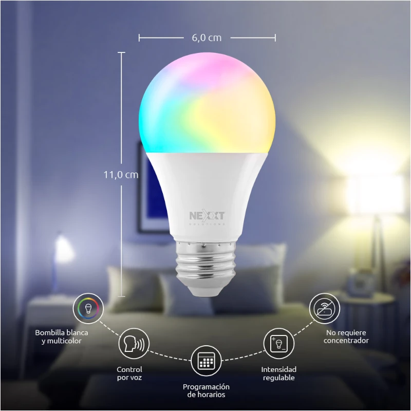 NEXXT BOMBILLO LED INTELIGENTE 110V MR16 WIFI  REGULABLE BLANCO (NHB-W310) - Acosa Guatemala