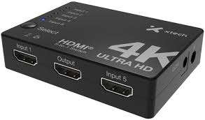 XTECH SWITCH 5 PUERTOS EN 1 HDMI HEMBRA 4K UHD CON CONTROL REMOTO (XHA-430) - GeekyDrop