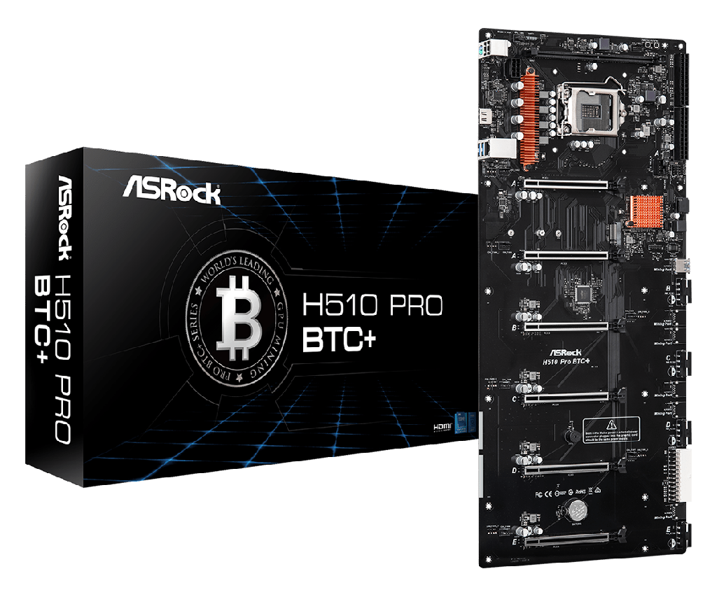 ASROCK TARJETA MADRE H510 PRO BTC INTEL S1200 10TH-11TH GEN 6 PCIE (90-MXBGL0-A0 - PCMATPLUS.com