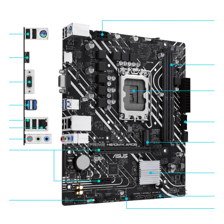 ASTRA TARJETA MADRE H610 DDR5 6000MHz LGA 1700 MICRO-ATX AK-H610M EG D5 VS COMPA - ASUS