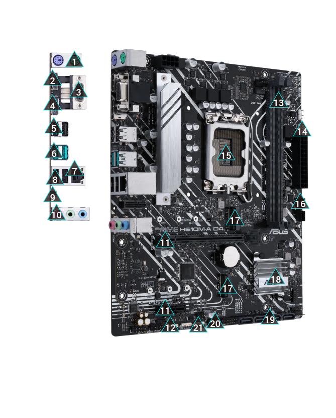ASTRA TARJETA MADRE H610 DDR5 6000MHz LGA 1700 MICRO-ATX AK-H610M EG D5 VS COMPA - ASUS