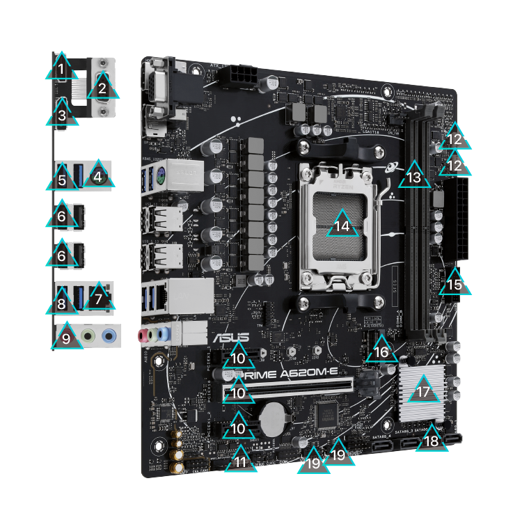 ASUS PRIME TARJETA MADRE H810M-E SOCKET LGA1851 DDR5 SATA  HASTA 6400 MHz  mATX  - ASUS