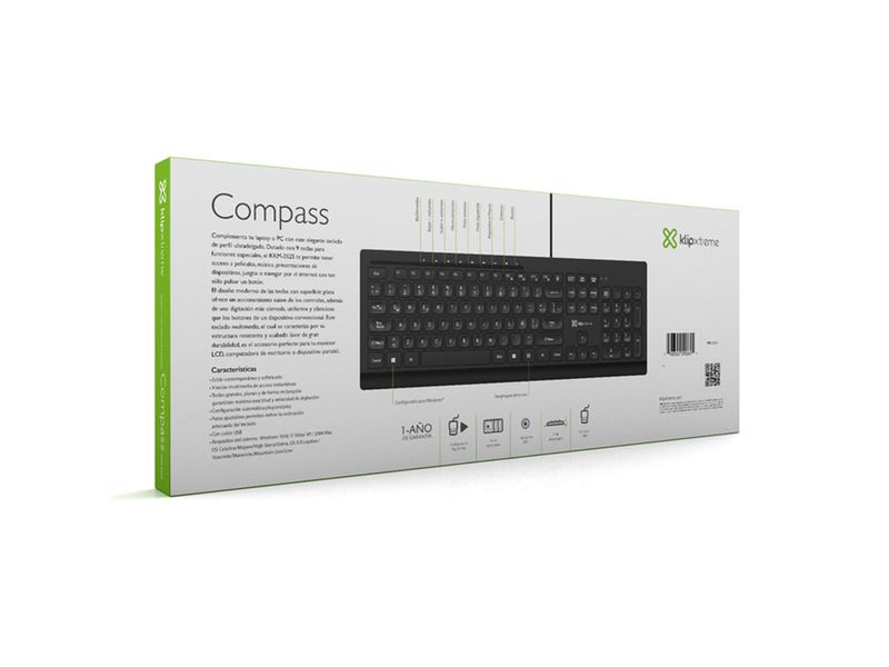 KLIPXTREME TECLADO COMPASS ALAMBRICO SPA (KKM-252S) - Promart