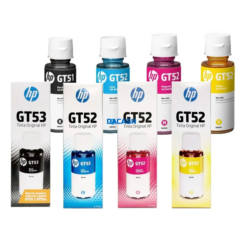 HP KIT DE BOTELLAS DE TINTA GT53/GT52 NEGRO AMARILLO CYAN ROJO - dacash.com.pe