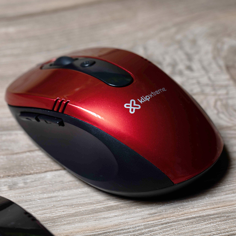 KLIPXTREME MOUSE OPTICO 1600DPI 3D INALAMBRICO 6 BOTONES ROJO (KMW-330RD) - Klip Xtreme