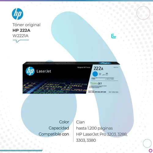 HP TONER LASERJET 222A AZUL IMP 3203, 3288, 3303, 3388 - Mercado Libre