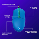 LOGITECH MOUSE ALAMBRICO G203 GAMING  6 BOTONES / LIGHTSYNC AZUL - Circuit Zone