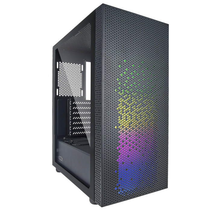 AZZA CASE CELESTA 340F ATX MID TOWER ATX  MICRO ATX  ITX VIDRIO TEMPLADO  1x USB 3.0 2x USB 2.0 1xMIC 1x HD AUDIO(NEGRO) - AZZA