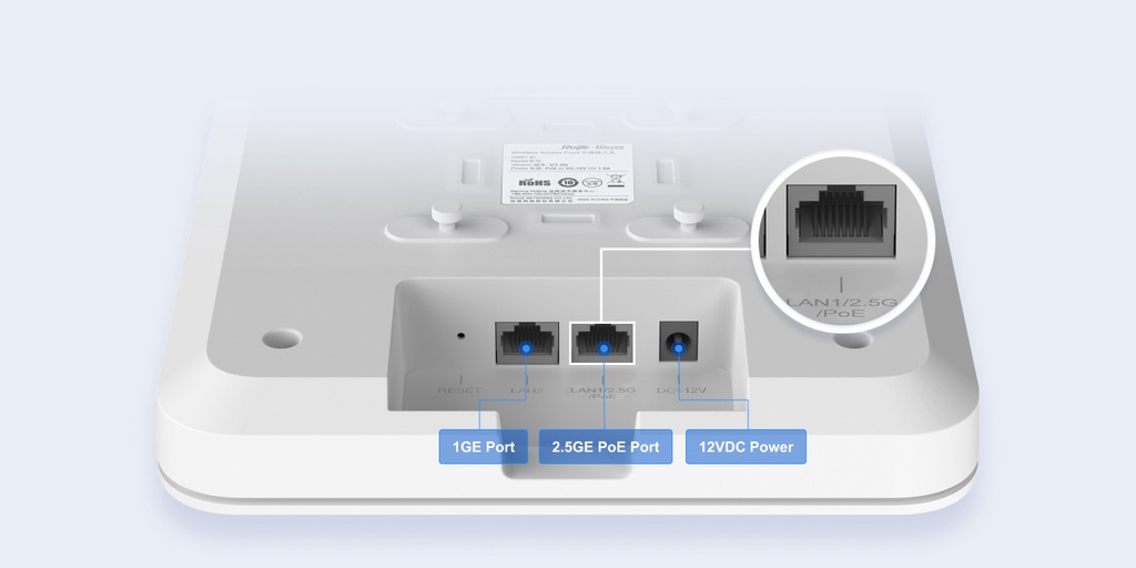 RUIJIE REYEE ACCESS POINT PARA INTERIORES 802.11AX (WI-FI6) MU-MIMO 4X4 3.2 GBPS - Ruijie Reyee - Ruijie Networks
