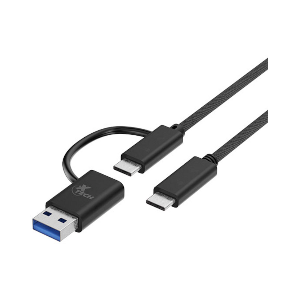 XTECH ADAPTADOR 2 EN 1 USB- C A USB- C CON DONGLE USB- A 2.0  30AWG + 20AWG (XTC - Better Deals