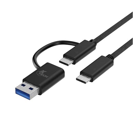 XTECH ADAPTADOR 2 EN 1 USB- C A USB- C CON DONGLE USB- A 2.0  30AWG + 20AWG (XTC - Pana Compu