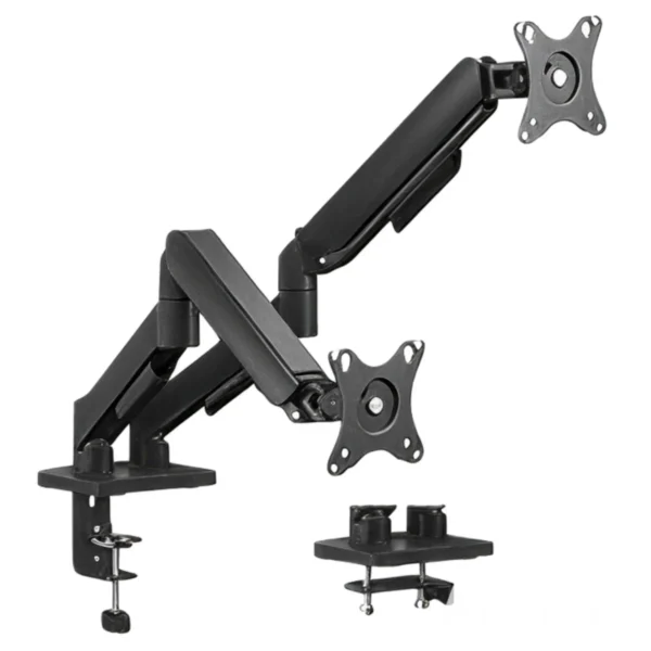 ASTRA BASE DE BRAZO DOBLE AJUSTABLE DE ACERO PARA MONITOR 17"-32" HASTA 9KG POR PANTALLA / NEGRA - 212 Global