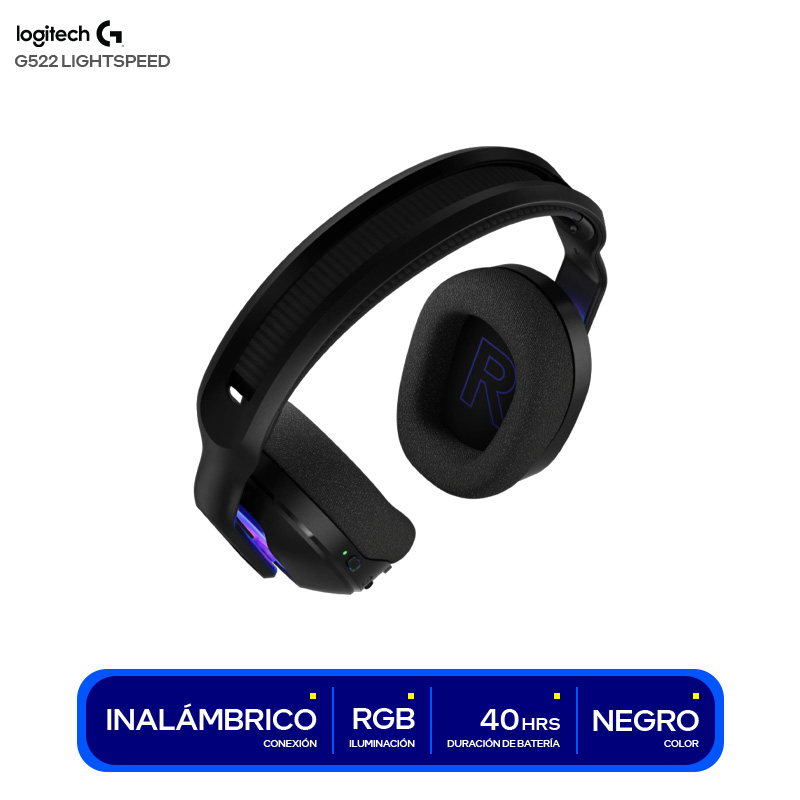 LOGITECH AUDIFONOS G522  INALAMBRICO GAMING CON MICROFONO HQ RGB / LIGHTSPEED  N - Corporacion Fabritec