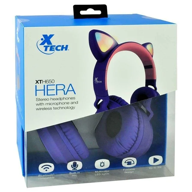 XTECH AUDIFONOS HERA INALAMBRICOS STEREO CON  MICROFONO BLUETOOH V 5.0 MORADO (X - Twister Video Games