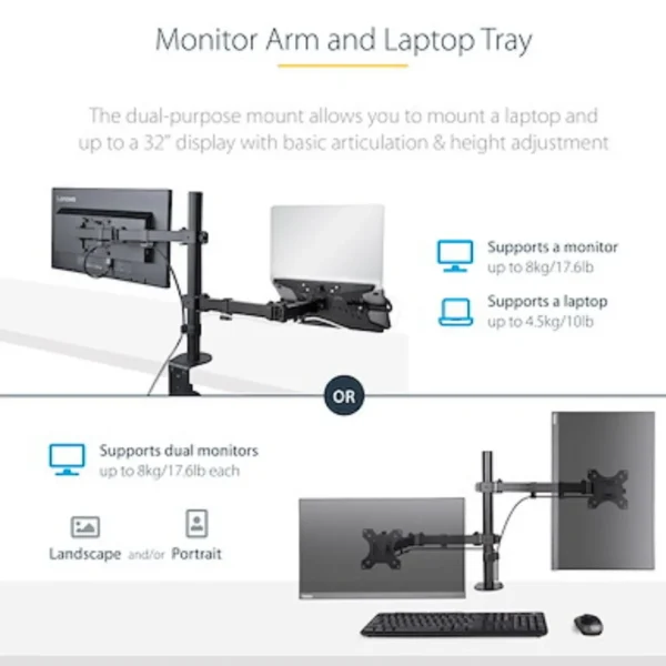 ASTRA SOPORTE AJUSTABLE DE ACERO PARA MONITOR 17"-32" Y LAPTOP HASTA 9KG / NEGRO - 212 Global