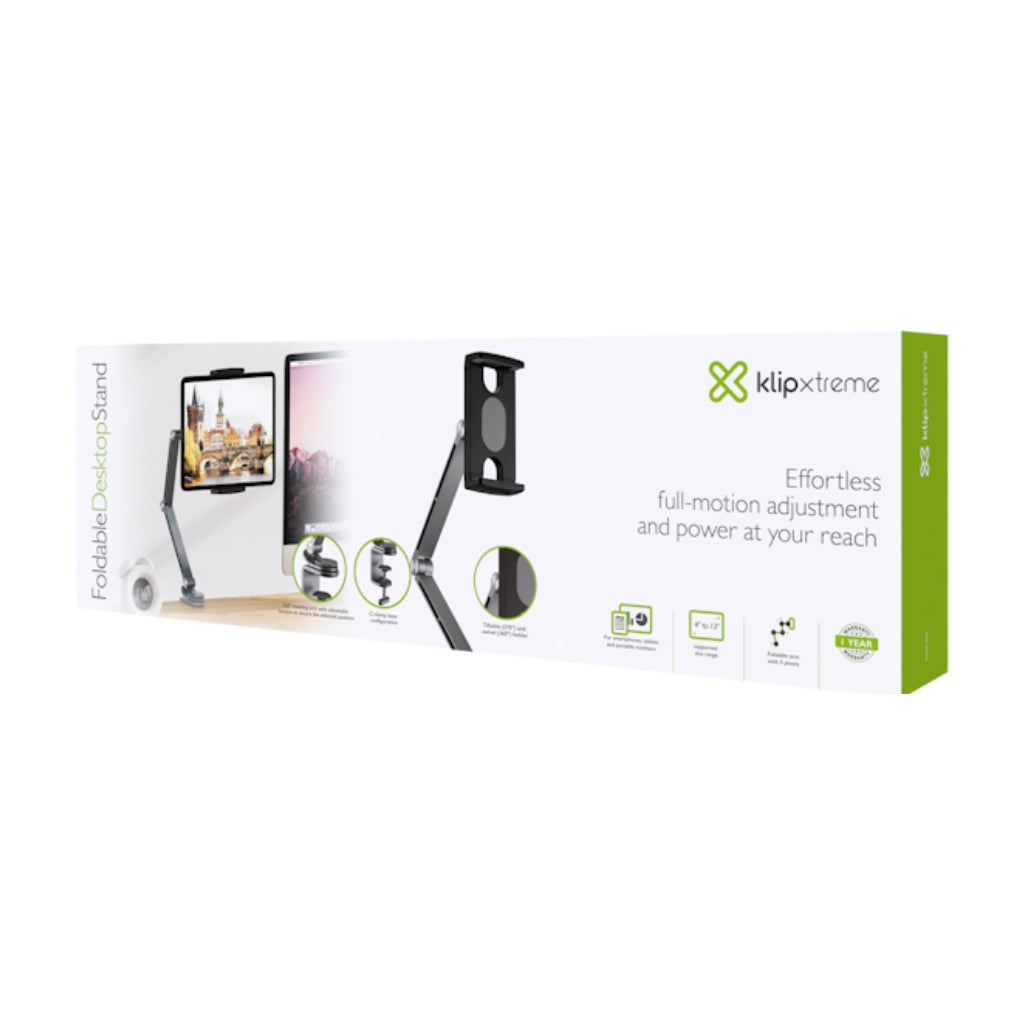KLIPXTREME SOPORTE PLEGABLE PORTATIL PARA SMARTPHONE TABLET Y MONITOR HASTA DE 1 - Unimart.com