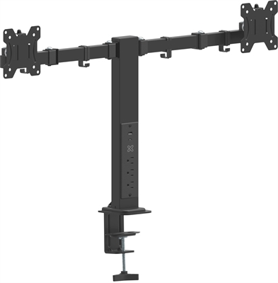 KLIPXTREME SOPORTE PARA 2 MONITORES HASTA 32" CON REGLETA Y PUERTO INTEGRADO USB-C 3.0 Y USB-A 3.0 (KMM-510) - Pana Compu