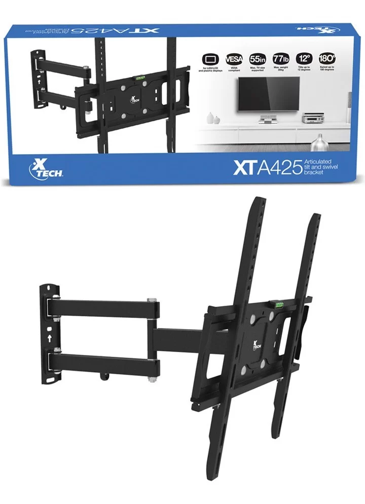 XTECH BASE DE PARED PARA TV  32"-55"  INCLINACION -12/+12° Y GIRO 180° (XTA-425) - PCMATPLUS.com
