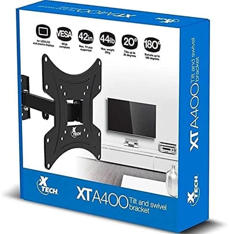 XTECH BASE DE PARED PARA TV 23"-42" 20KG INCLINACION -5/+20° Y GIRO 180° (XTA-40 - Pana Compu