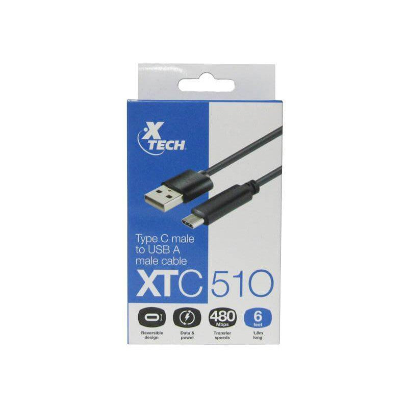 XTECH CABLE CON CONECTOR TIPO C MACHO A USB 2.0A MACHO 1.8M 480MBPS 28AWG (XTC-5 - Quick Service Panamá