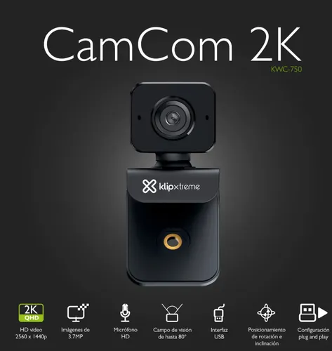 KLIPXTREME CAMARA WEB 2K QHD 2560x1440p  HASTA 3,7MP CON MICROFONO HD NEGRO (KWC - Mercado Libre - Mercado Libre Venezuela