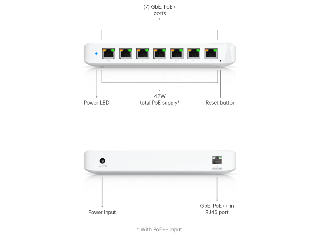 SWITCH UNIFI POE DE 8 PUERTOS 10/100/1000 Mbps, 42 W