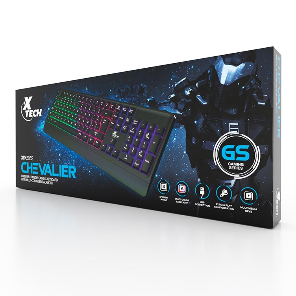 XTECH TECLADO ALAMBRICO MULTIMEDIA GAMLUZ LED