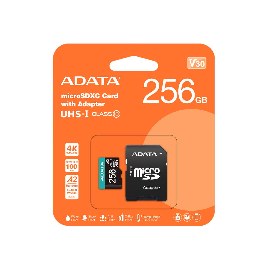 ADATA MEMORIA MICRO SDXC UHS-I U3 V30 256GB 100/85 MB/s