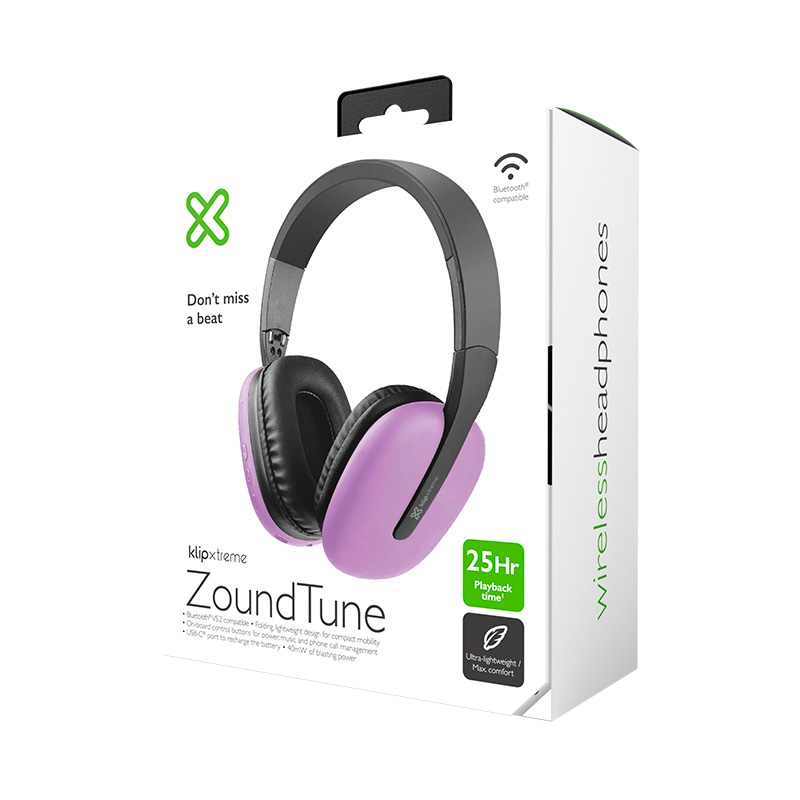 KLIPXTREME AUDIFONOS ZOUNDTUNE WIRELESS BT PURPURA